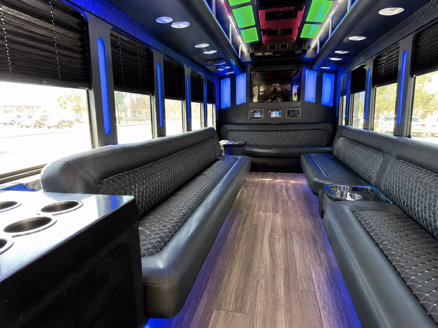 abilene 15 passenger party bus inside