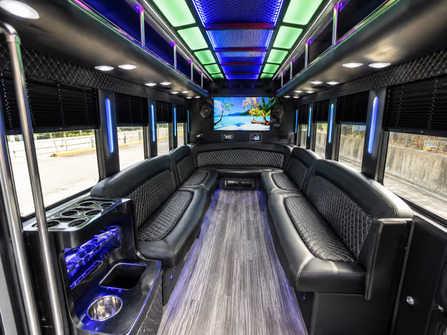 abilene 18 passenger party bus inside