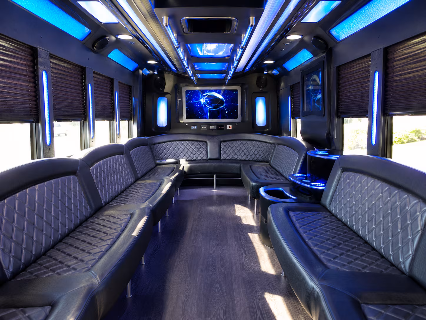 abilene 28 passenger party bus inside